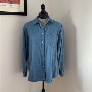Sezane button down denim shirt